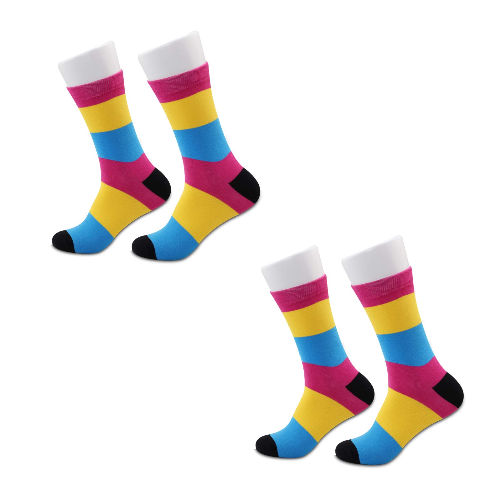 2 Pairs Pansexual Pride Flag Socks - LGBTQ+ Rainbow Striped Ankle Socks for Men & Women - Comfortable Pansexuality Gift for Pride Month, Parades & Everyday Wear