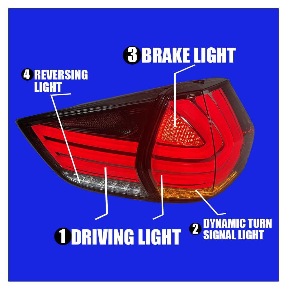 2014-2019 Nissan Rogue LED Tail Lights Assembly - Pair of DRL Brake Reverse Back Up Rear Lamps | Waterproof & Durable for Night Driving & Enhanced Safety