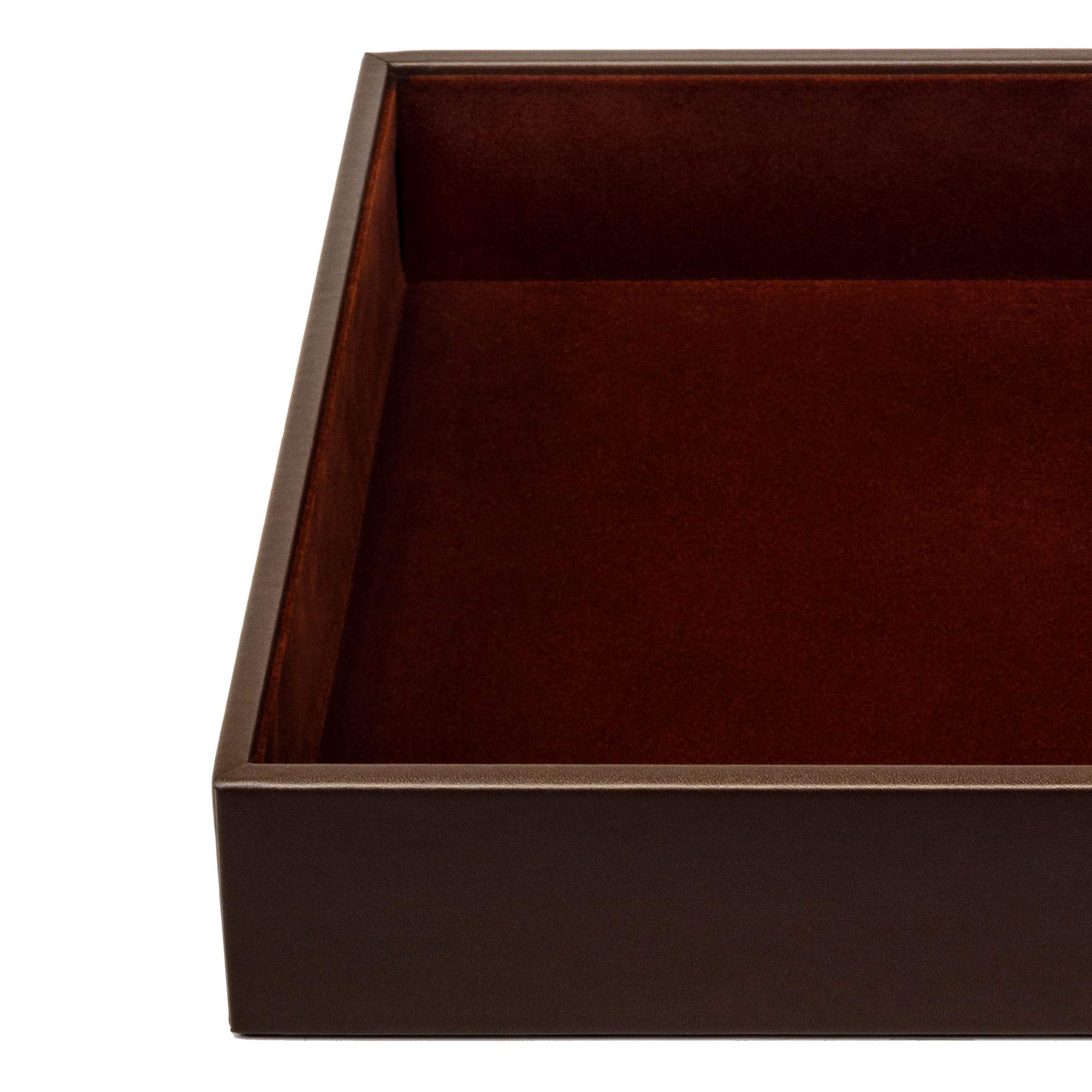 Premium Dacasso Chocolate Brown Leather Desk Organizer Tray (A3440) - Stylish Office Accessory for Conference Rooms, Desks & Home Offices