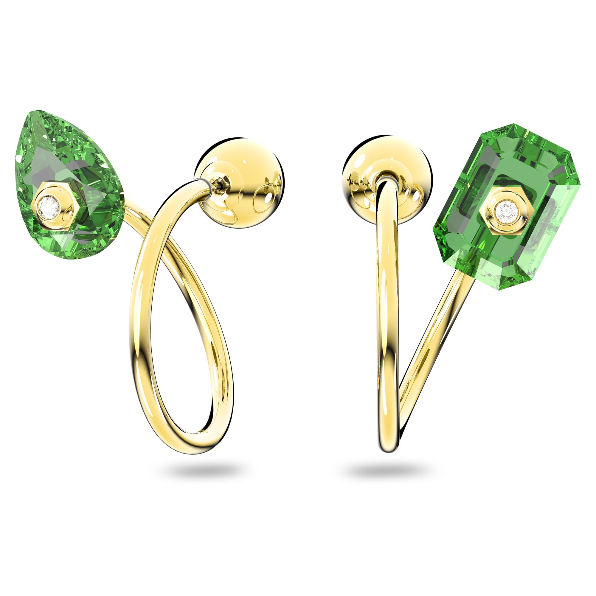 Swarovski Numina Earrings - Gold Tone Jewelry with Green & Clear Crystals | Elegant Dangle Earrings for Women, Perfect for Parties, Weddings & Special Occasions