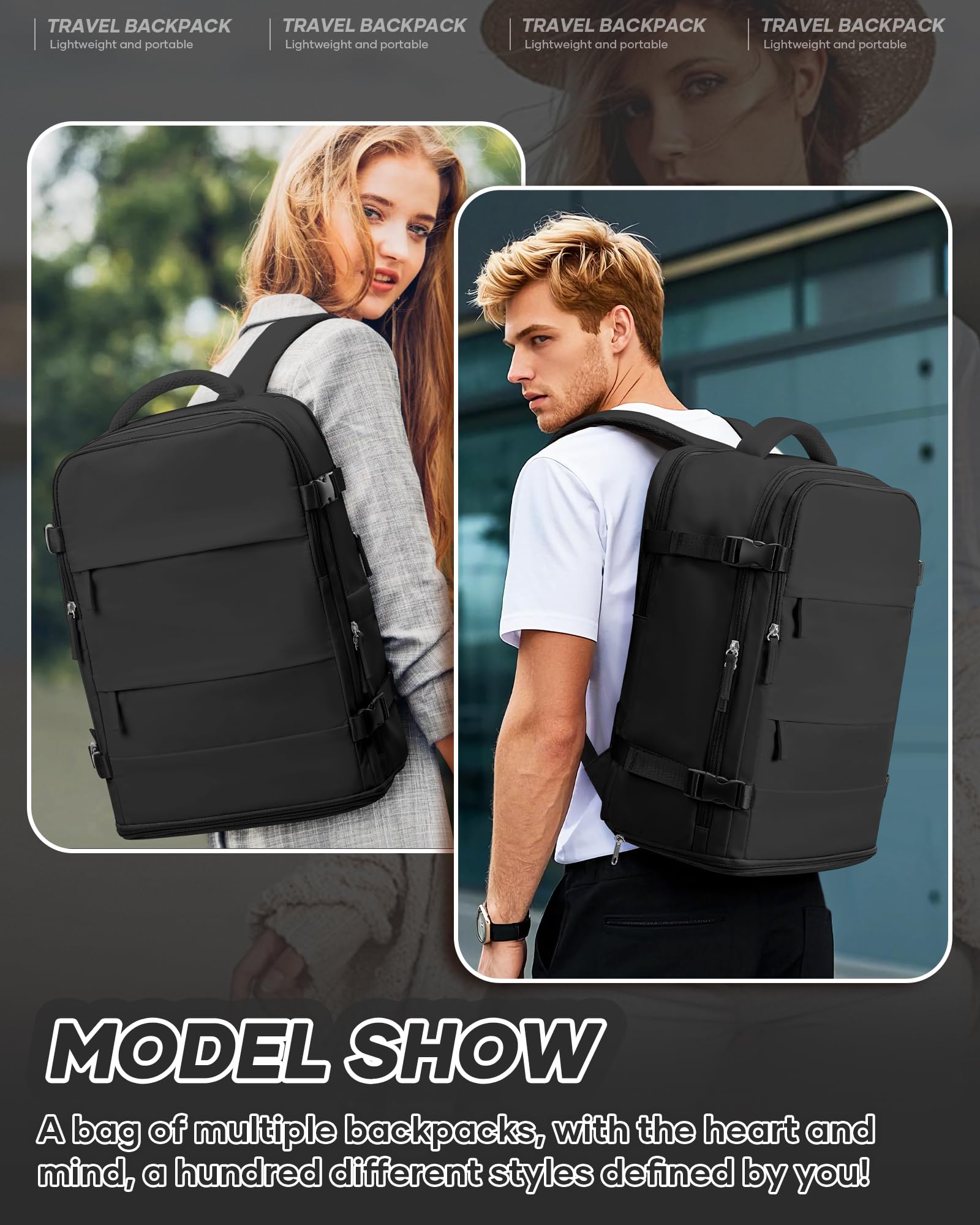 Lightweight Travel Backpack for Women & Men - Airplane Approved Carry On Backpack, Hiking & Personal Item Bag - Perfect for Air Travel, Weekend Getaways & Outdoor Adventures