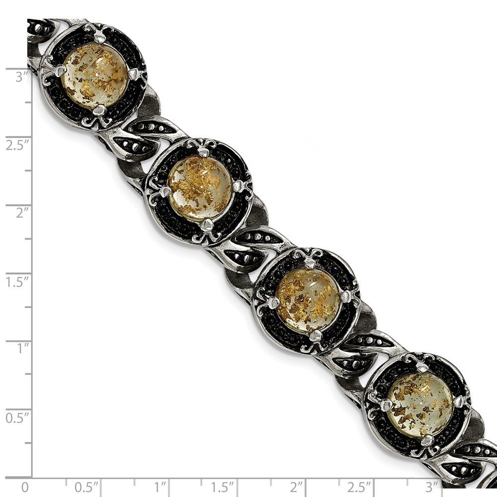 Antique Style Stainless Steel Epoxy Resin Anklet Bracelet with Gold Tone & Secure Lobster Clasp - Elegant Jewelry for Women, Perfect for Beach Vacations, Date Nights & Special Occasions