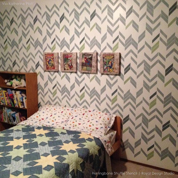 Herringbone Pattern Wall Stencil - DIY Home Decor for Creative Wall Painting & Accent Walls - Perfect for Living Rooms, Bedrooms & Nursery