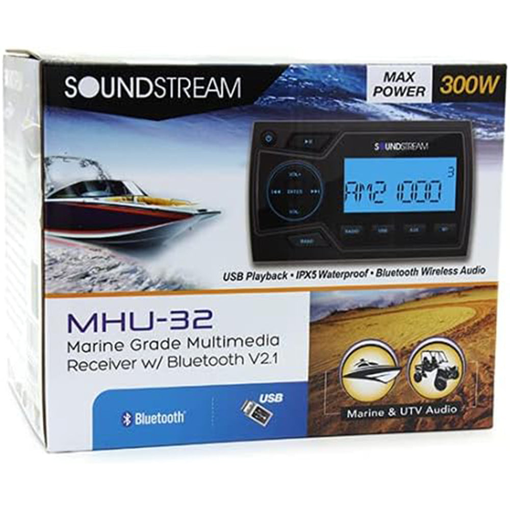 Soundstream MHU 32 Marine Grade Digital Media Player - Waterproof Bluetooth Stereo Receiver for Boats, Yachts & Outdoor Use