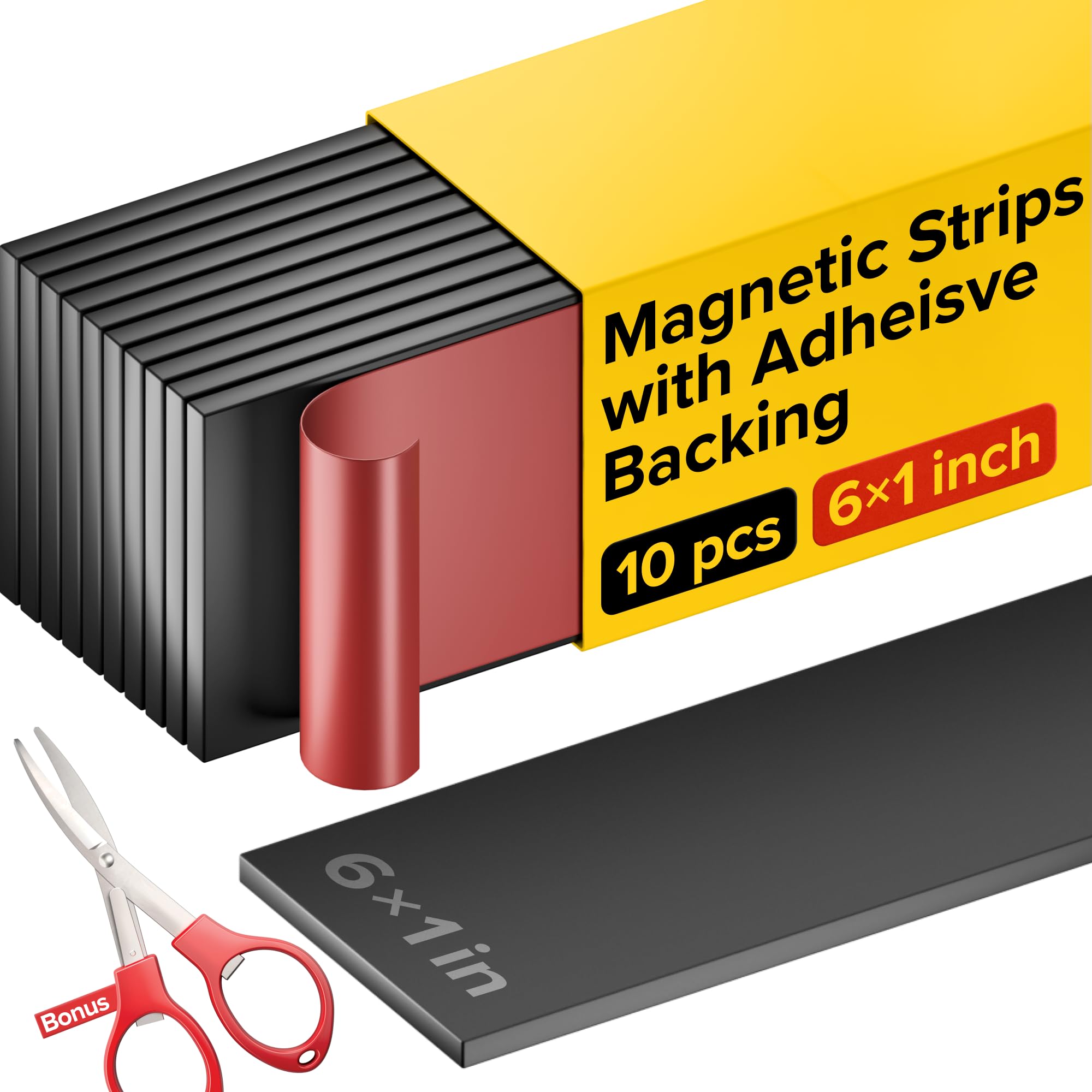 Strong Adhesive Magnetic Strips - Heavy Duty Magnetic Tape for DIY Crafts, Tools & Knife Organization - Wall Mount Magnetic Tool Holder for Kitchen, Garage, Workshop & Garden - Perfect for Organizing Utensils, Gardening Tools & Workshop Equipment
