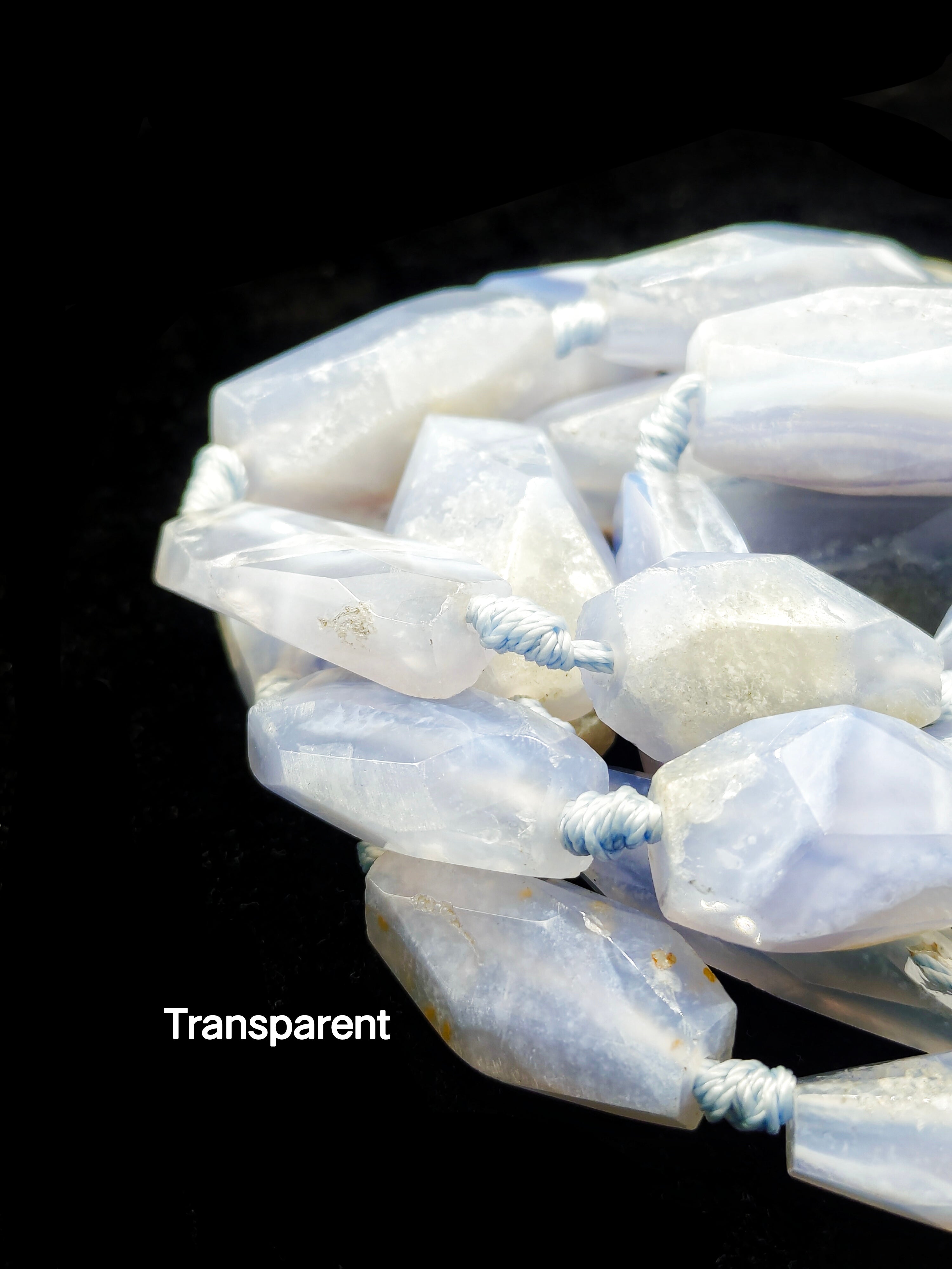 Blue Lace Agate Faceted Nugget Beads - 15.5 Inch Strand (40x10mm, Size 15) - Natural Stone Beads for Jewelry Making, DIY Bracelets & Necklaces - Perfect for Boho, Healing Crystal & Spiritual Crafts