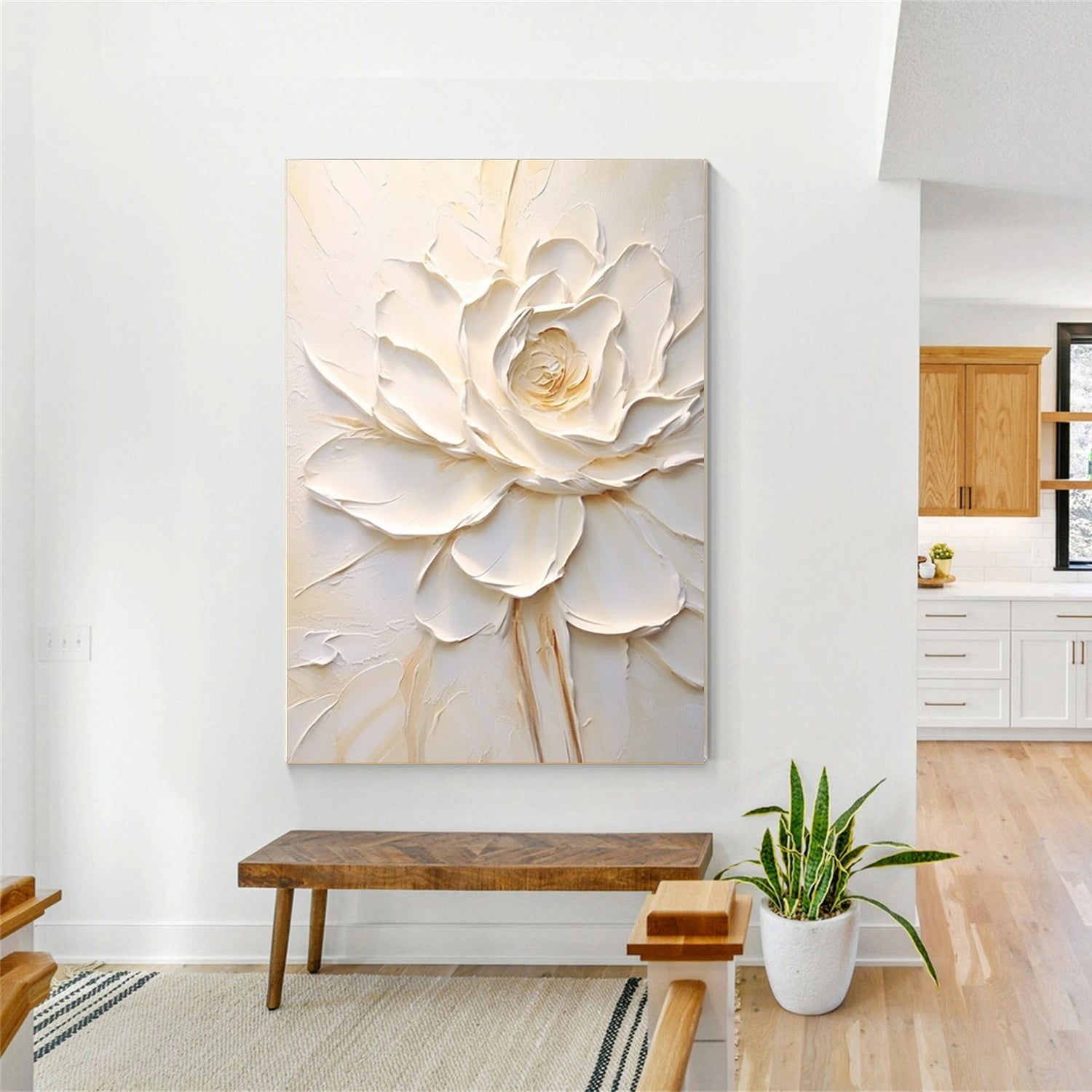 Beautiful Flower and Tree Painting #FT181 - Handmade Canvas Art for Home Decor, Living Room, Bedroom & Office Wall