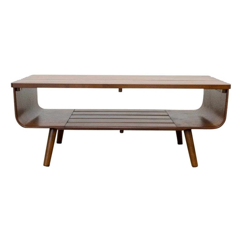 Mid-Century Modern Brown Wood Coffee Table for Living Room