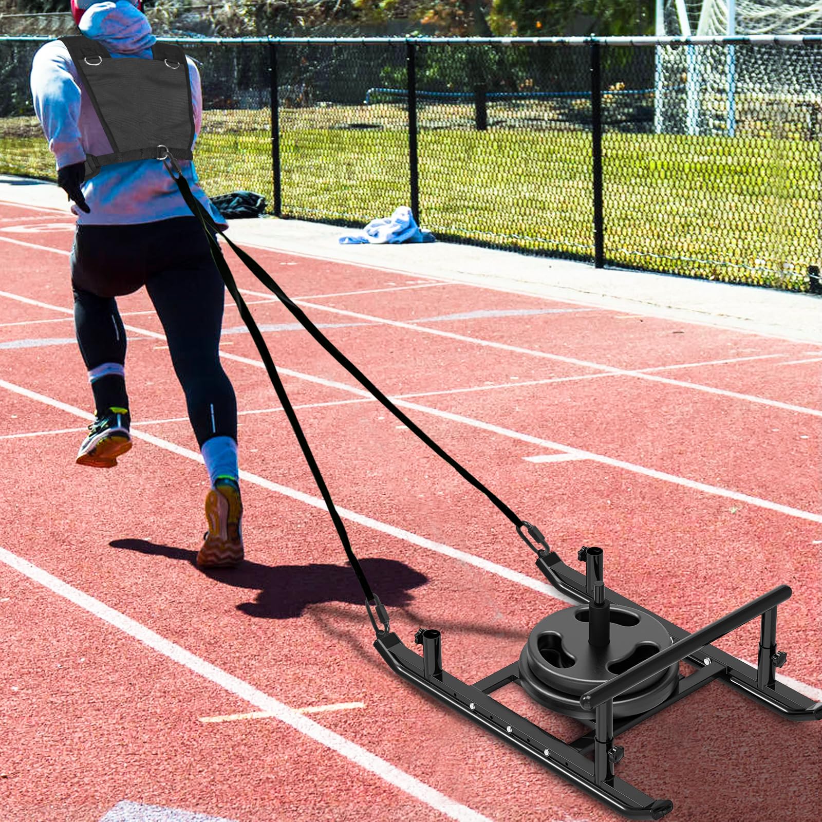 Dolibest Weight Sled for Strength Training - Heavy Duty Fitness Sled with Push-Pull Prowler Design - Speed & Power Workout Equipment for Athletes - Compatible with 1-2
