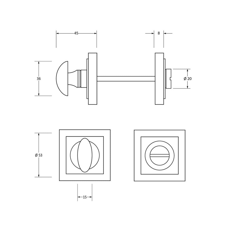 Stainless Steel Satin Square Bathroom Door Thumbturn Lock - Durable & Corrosion-Resistant for Home, Office, and Commercial Use