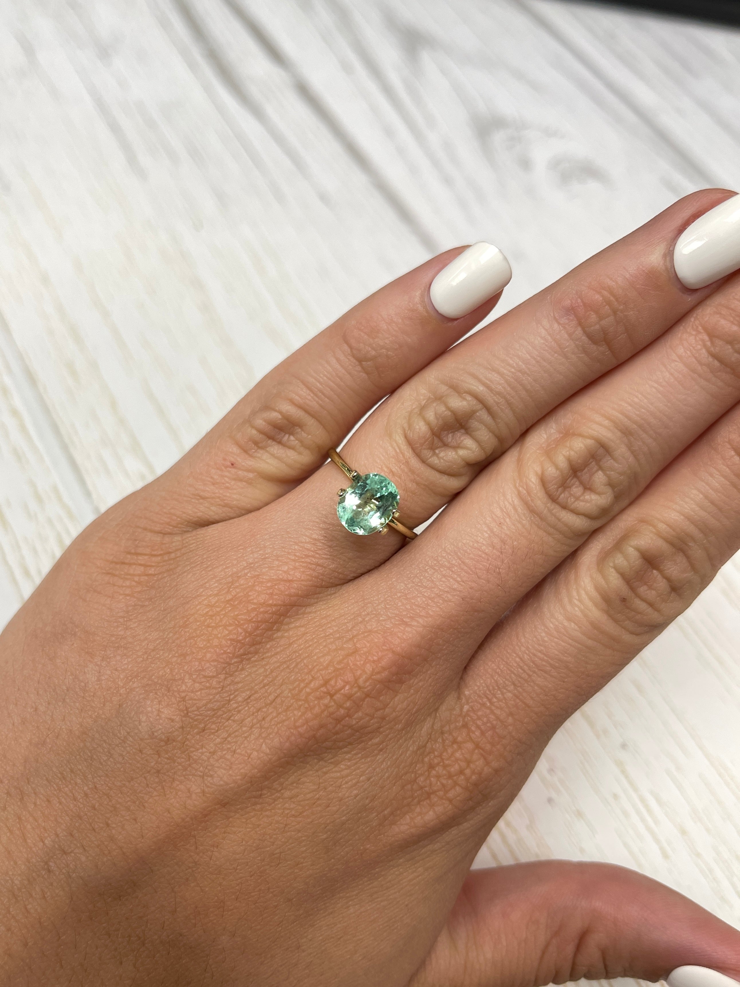 2.10 Carat 9x7mm Natural Colombian Emerald Loose Gemstone - Oval Cut, Sea Foam Green with Freckles | Perfect for Engagement Rings, Necklaces & Custom Jewelry Designs