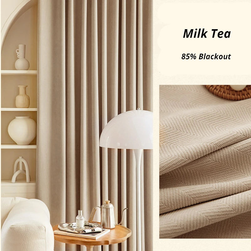 Sophia Plush Herringbone Blackout Curtains for Bedroom - Thermal Insulated Noise Reducing Window Drapes with Custom Sizes, Perfect for Nursery, Living Room & Home Theater
