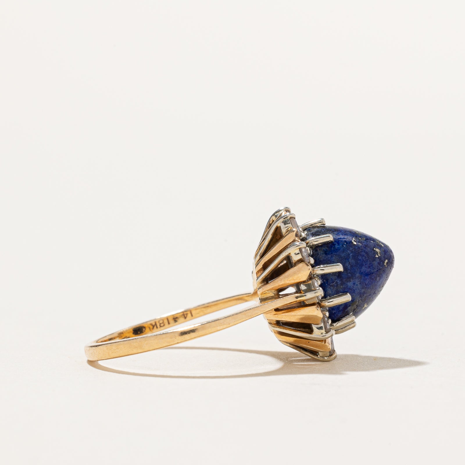 Lapis Lazuli & Diamond Cocktail Ring - 5.00ct Genuine Lapis with 0.25ctw Diamonds - Size 6 - Elegant Statement Jewelry for Evening Parties & Special Occasions