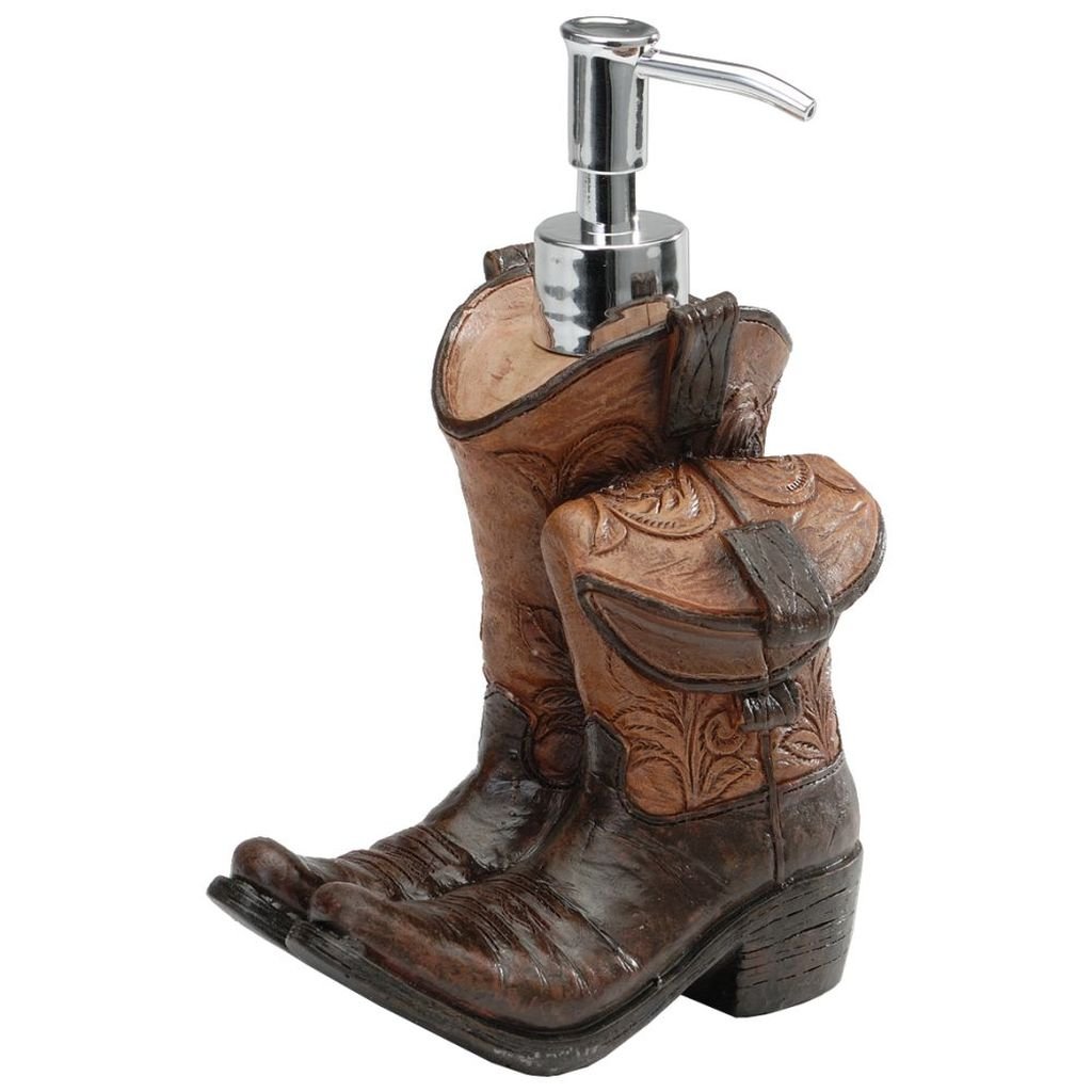 Tough 1 Cowboy Boots Soap Dispenser - Western Style Bathroom Decor for Rustic Home & Ranch Themed Spaces