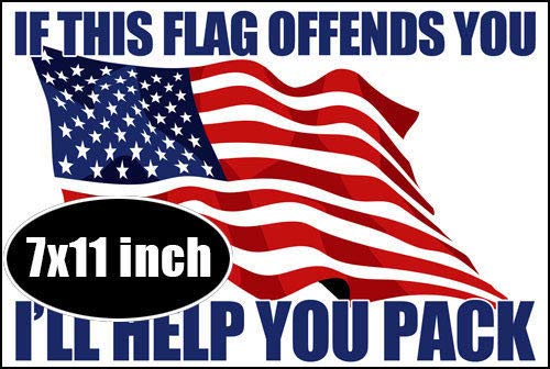 7x11 Inch Large 'If This Flag Offends You I'll Help You Pack' Magnetic Bumper Sticker - Patriotic USA Vinyl Decal for Cars, Fridges & Metal Signs - Perfect for Conservative Americans, Truck & Home Decor