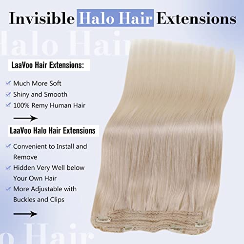 Premium Fish Line Halo Hair Extensions with Invisible Clips - Seamless 100% Human Hair Extensions for Length & Volume - Perfect for Weddings, Parties & Daily Styling
