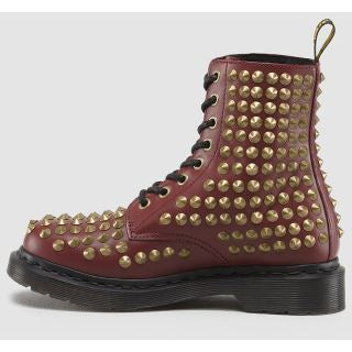 Dr. Martens 1460 Smooth Spike Boots - Cherry Red | Punk Rock & Gothic Fashion Footwear for Men & Women | Perfect for Concerts, Festivals & Street Style