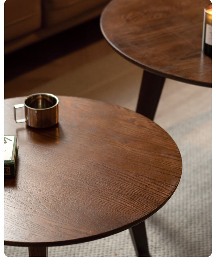 Solid Walnut Round Coffee Table - Natural Wood Dining Table for Living Room, Office, or Lounge - Stylish and Durable Home Decor