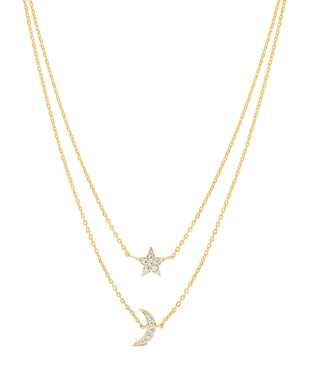 Layered CZ Crescent & Star Pendant Necklace for Women - Elegant Gold Plated Jewelry Gift for Birthday, Anniversary & Special Occasions | Perfect for Boho, Festival & Everyday Wear