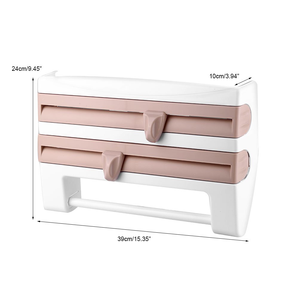 3-in-1 Wall Mounted Spice Organizer Rack with Paper Towel Holder & Foil Dispenser - Space Saving Kitchen & Bathroom Storage Solution - Perfect for Organizing Spices, Wraps & Cleaning Supplies in Small Spaces
