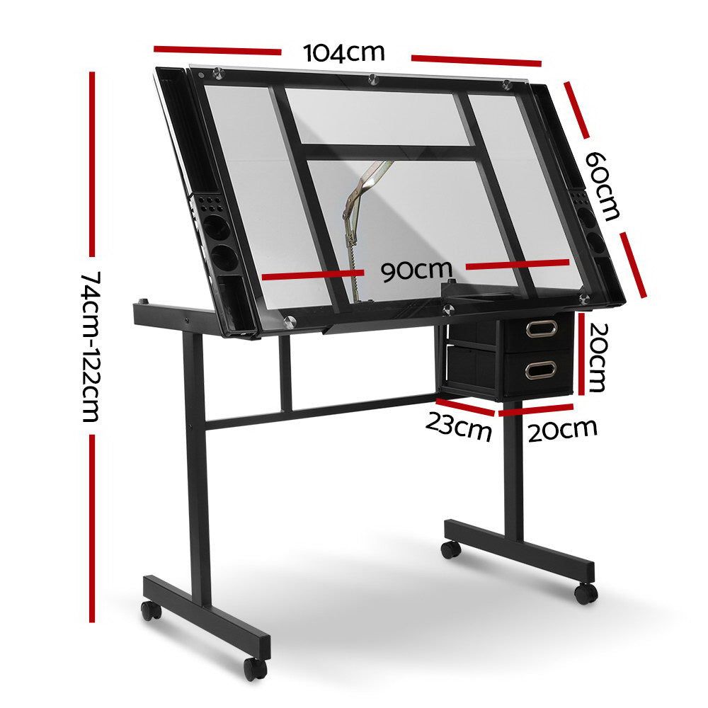 Adjustable Drawing Desk - Ergonomic Art Table for Artists & Designers, Black & Grey - Perfect for Sketching, Painting & Digital Art at Home or Studio