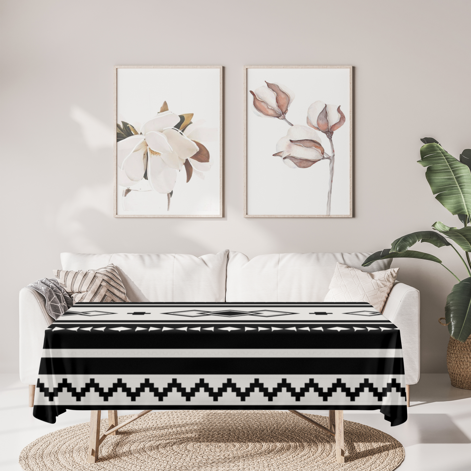 Southwestern Boho Tablecloth - Stylish Polyester Table Cover for Dining, Kitchen, and Outdoor Picnics