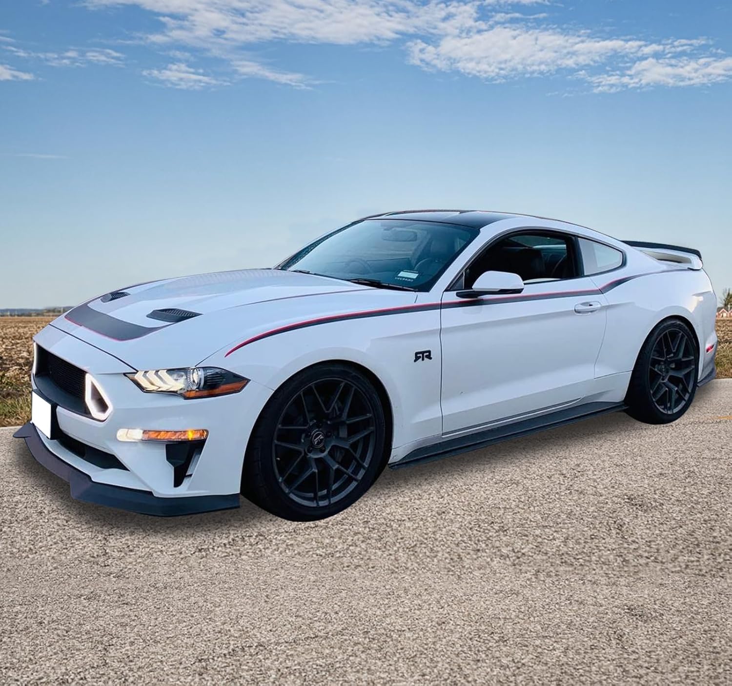 2018-2023 Ford Mustang GT R Spec Style Front Bumper Lip Splitter - PP Unpainted Matte Black (One Piece) | Aerodynamic Upgrade for Street Racing & Car Shows