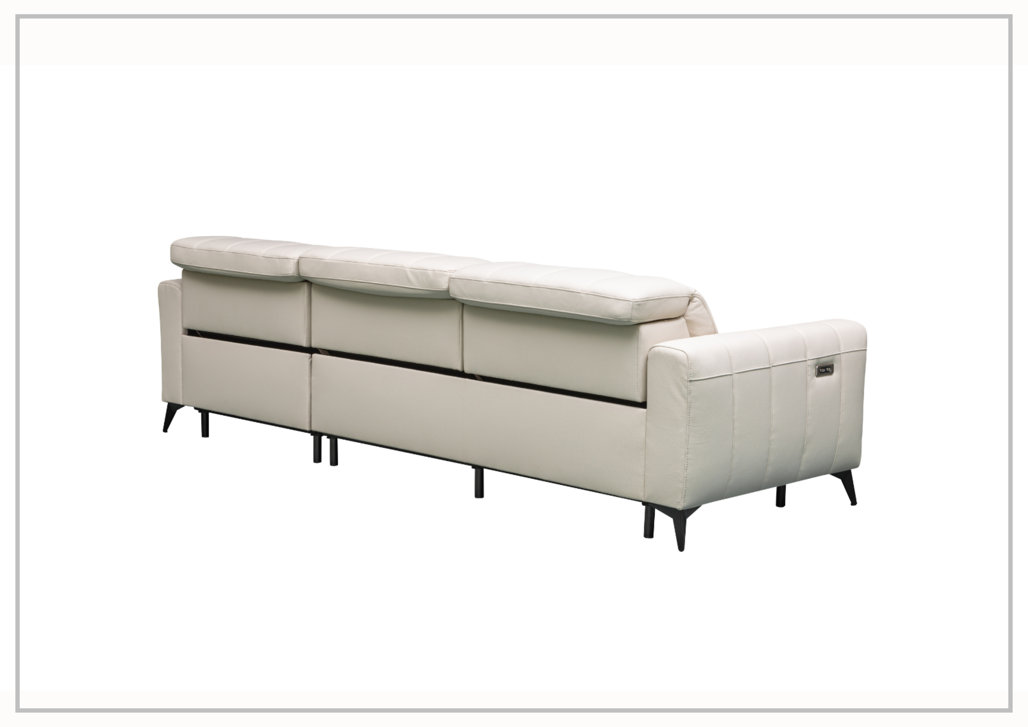 Klaussner Capri 3-Seater Beige Leather Power Reclining Sofa - Modern Living Room Furniture for Home Theater & Relaxation