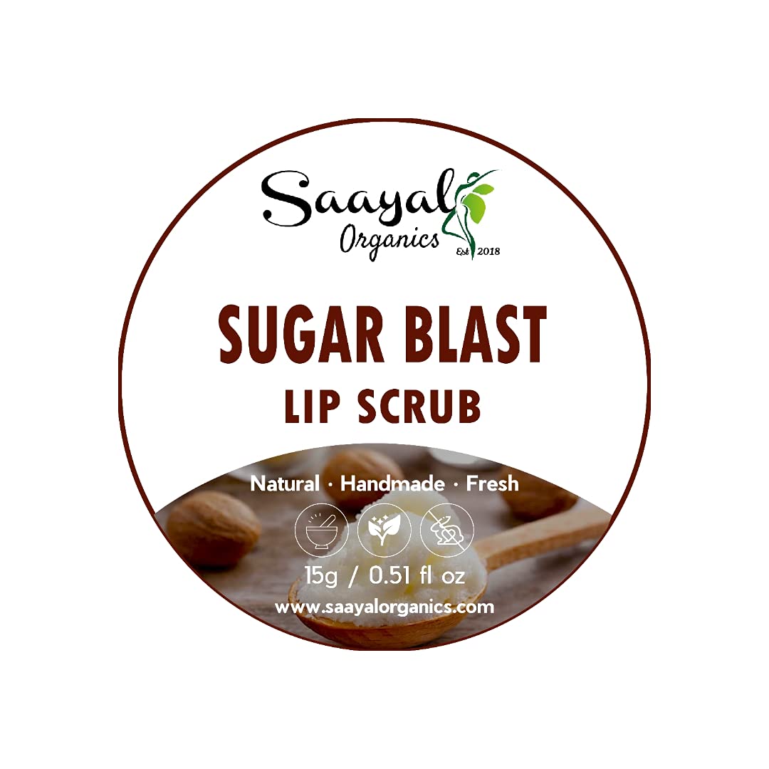 Saayal Organics SUGAR BLAST Lip Scrub - Exfoliating & Moisturizing with Jojoba Oil, Avocado Oil & Shea Butter | Lavender Essential Oil | Vegan & Cruelty-Free | For Soft, Smooth Lips | Perfect for Daily Lip Care & Pre-Lipstick Prep