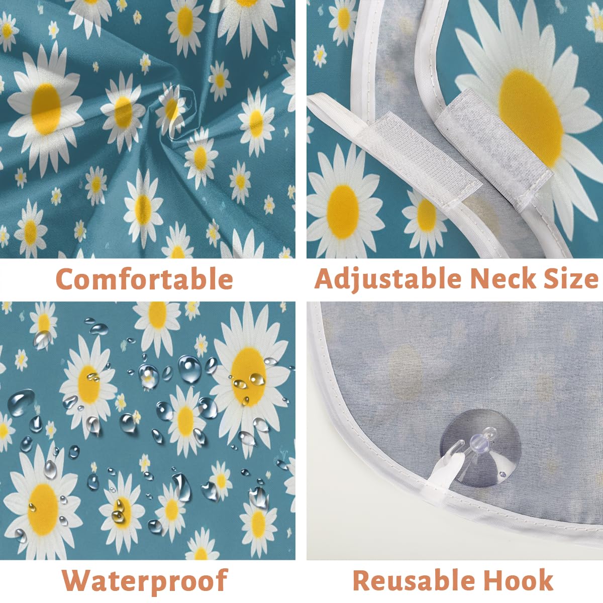 Men's Fresh Daisy Print Shaving Bib - Waterproof Beard Trimming Apron for Hair Dye & Makeup - Sink Hair Catcher & Barber Tool - Perfect Gift for Grooming & Styling (Great for Home Use, Salon Professionals & DIY Haircuts)