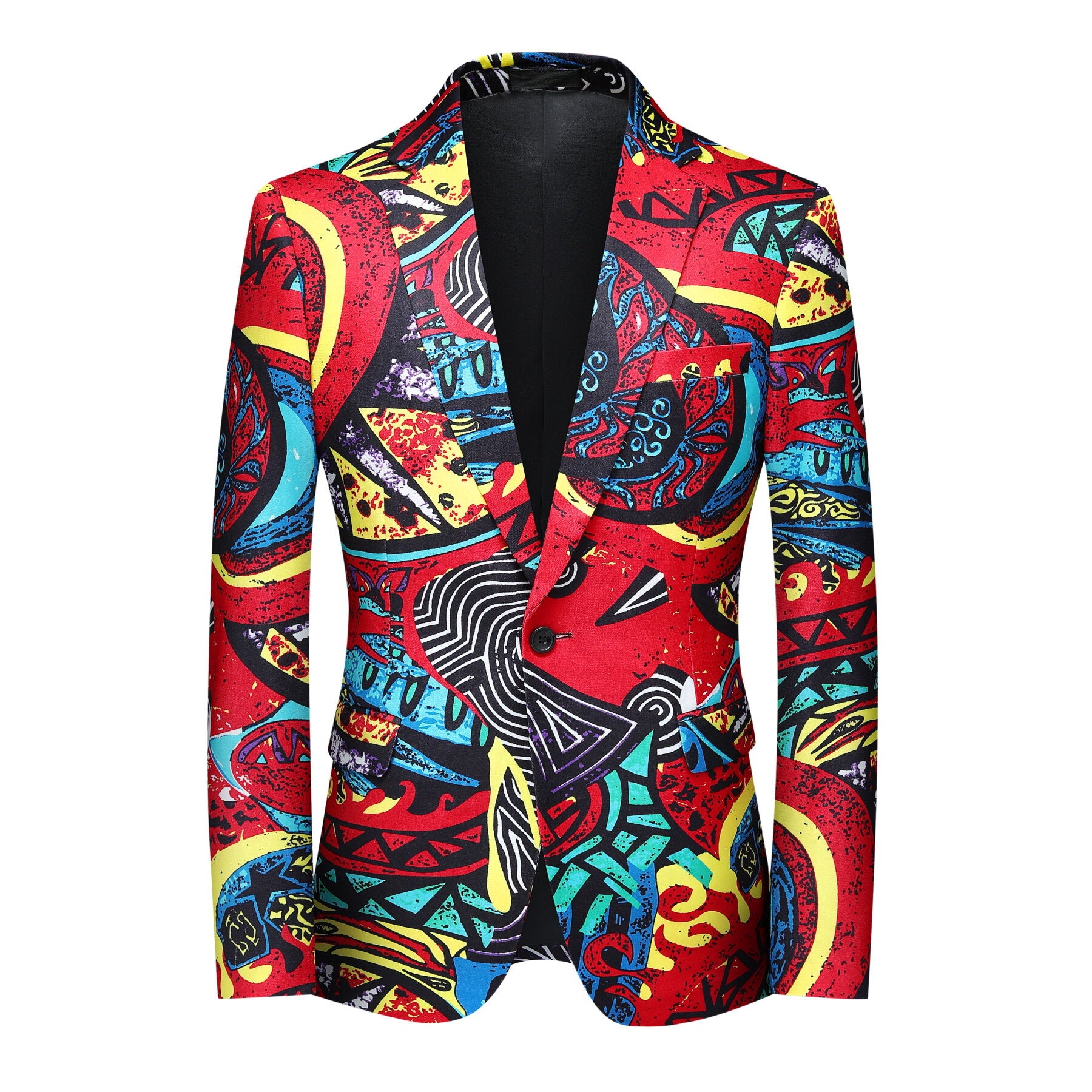 2 Piece Men's One Button Ethnic Style Print Suit Set - Formal & Casual Wedding Party Business Outfit - Perfect for Special Occasions, Office Wear & Evening Events
