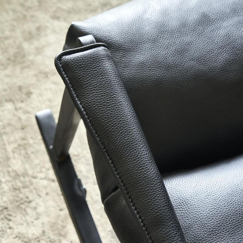 Midnight Black Minimalist Upholstered Indoor Rocking Chair with Cushioned Seat and Track Arm - Perfect for Nursery, Living Room & Reading Nook