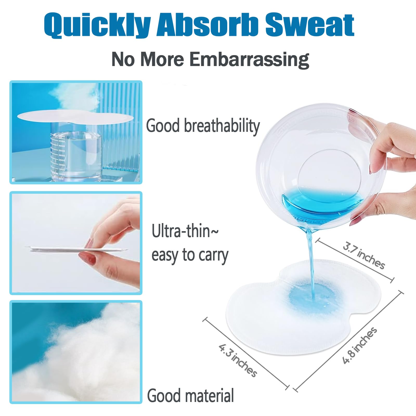 Premium Underarm Sweat Pads - 100 Pack Hyperhidrosis Protection for Men & Women | Comfortable, Absorbent Dress Shields | Armpit Guards for Workouts, Business Attire & Daily Use