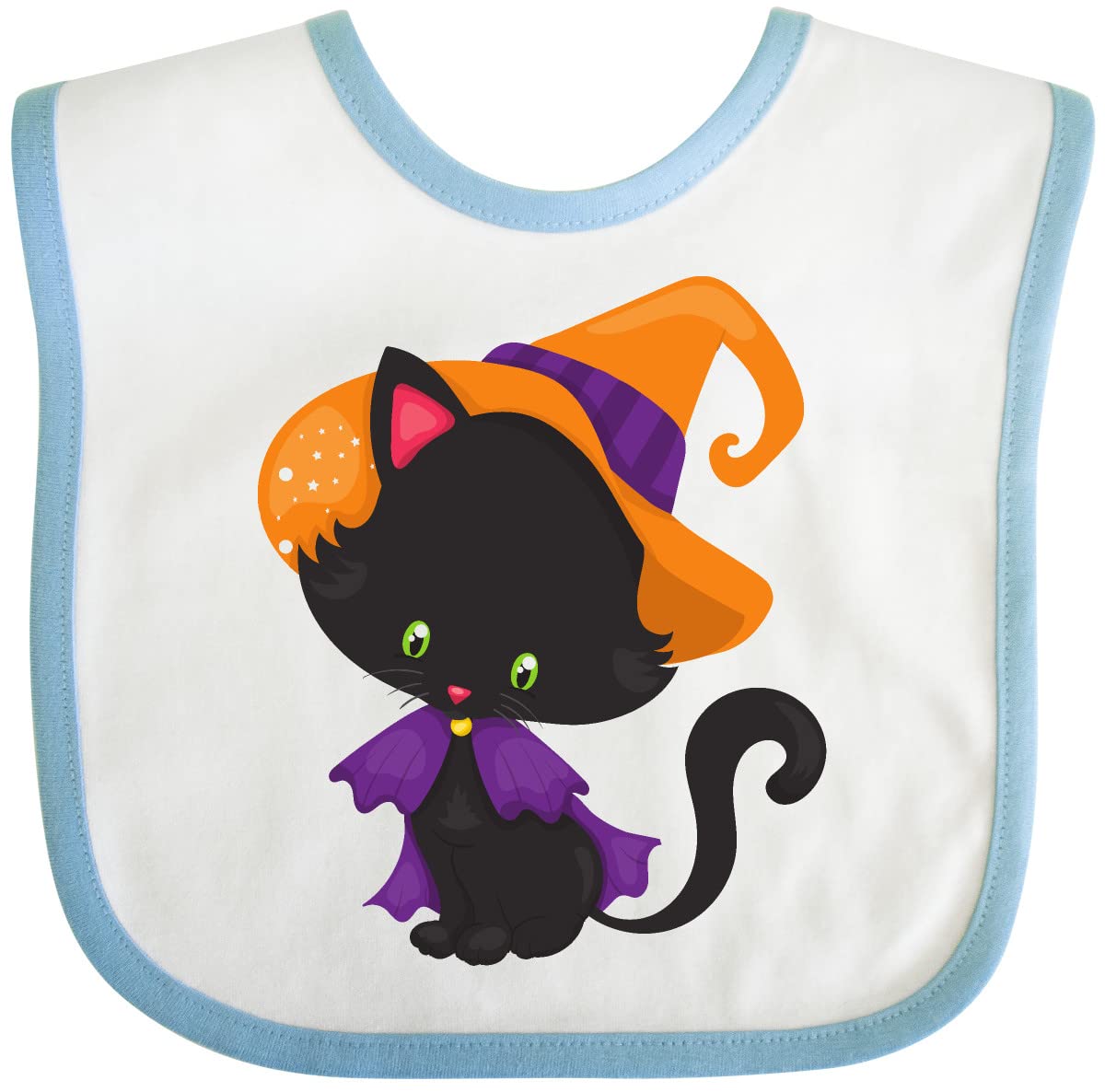 Inktastic Halloween Cat Baby Bib - Cute Black Cat with Witch Hat - Perfect for Halloween Parties & Baby Photoshoots
