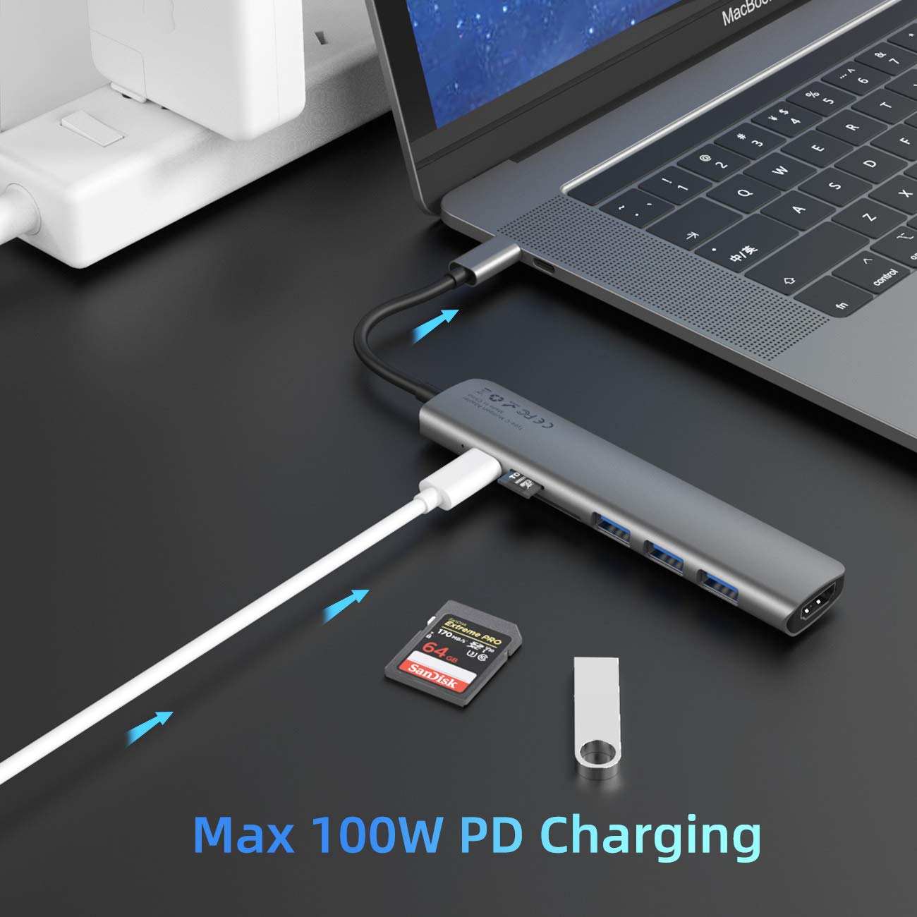 WALNEW USB C to Ethernet Adapter & 7-in-1 USB C Hub Bundle - High-Speed Data Transfer, 4K HDMI, SD/TF Card Reader - Perfect for MacBook Pro, iPad Pro, Chromebook & More (Home Office, Gaming, Travel)