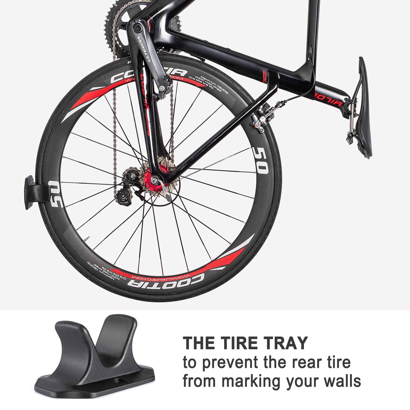 Wall Mount Bike Rack for Garage - Heavy Duty Vertical Bike Hanger Storage for Road, Hybrid, MTB & BMX Bikes - Space Saving Solution for Home, Apartment & Cycling Enthusiasts