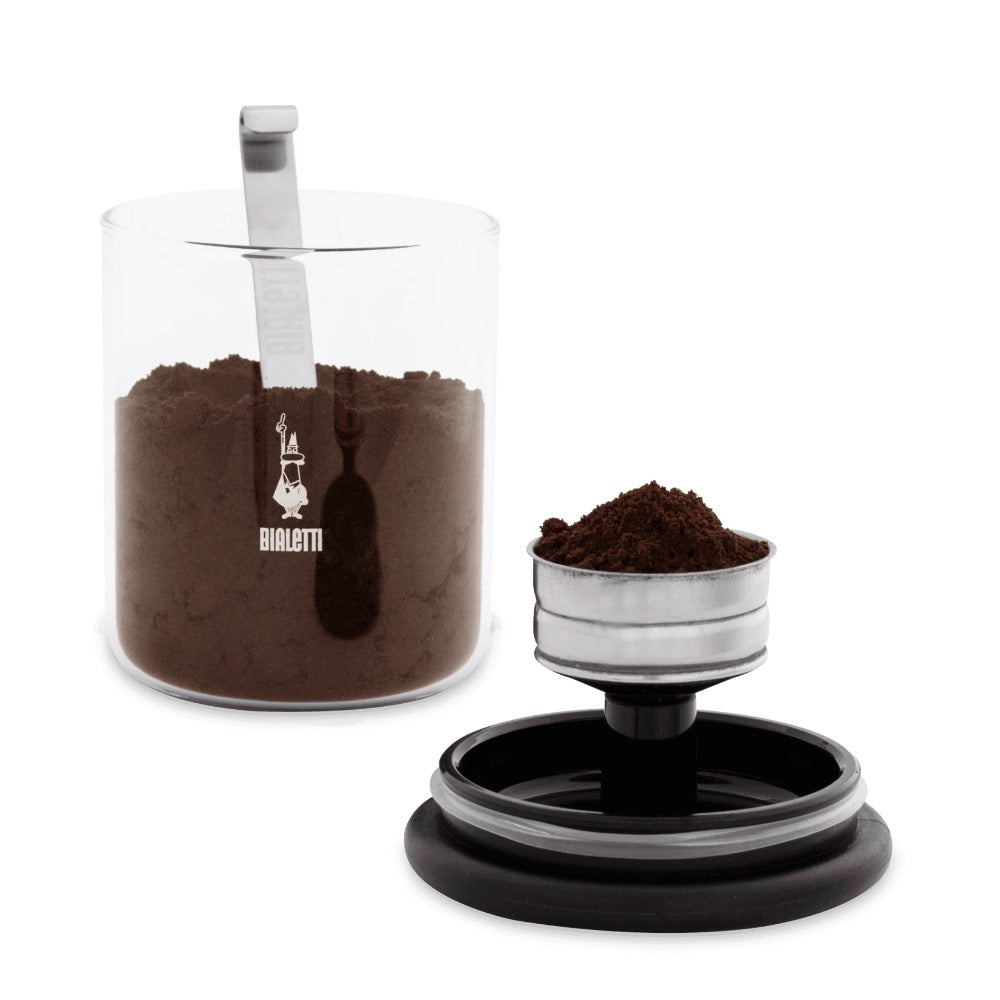 Bialetti Airtight Glass Food Storage Canister with Lid - Perfect for Coffee, Tea, Sugar & Dry Goods - Kitchen Pantry Organization & Countertop Decor