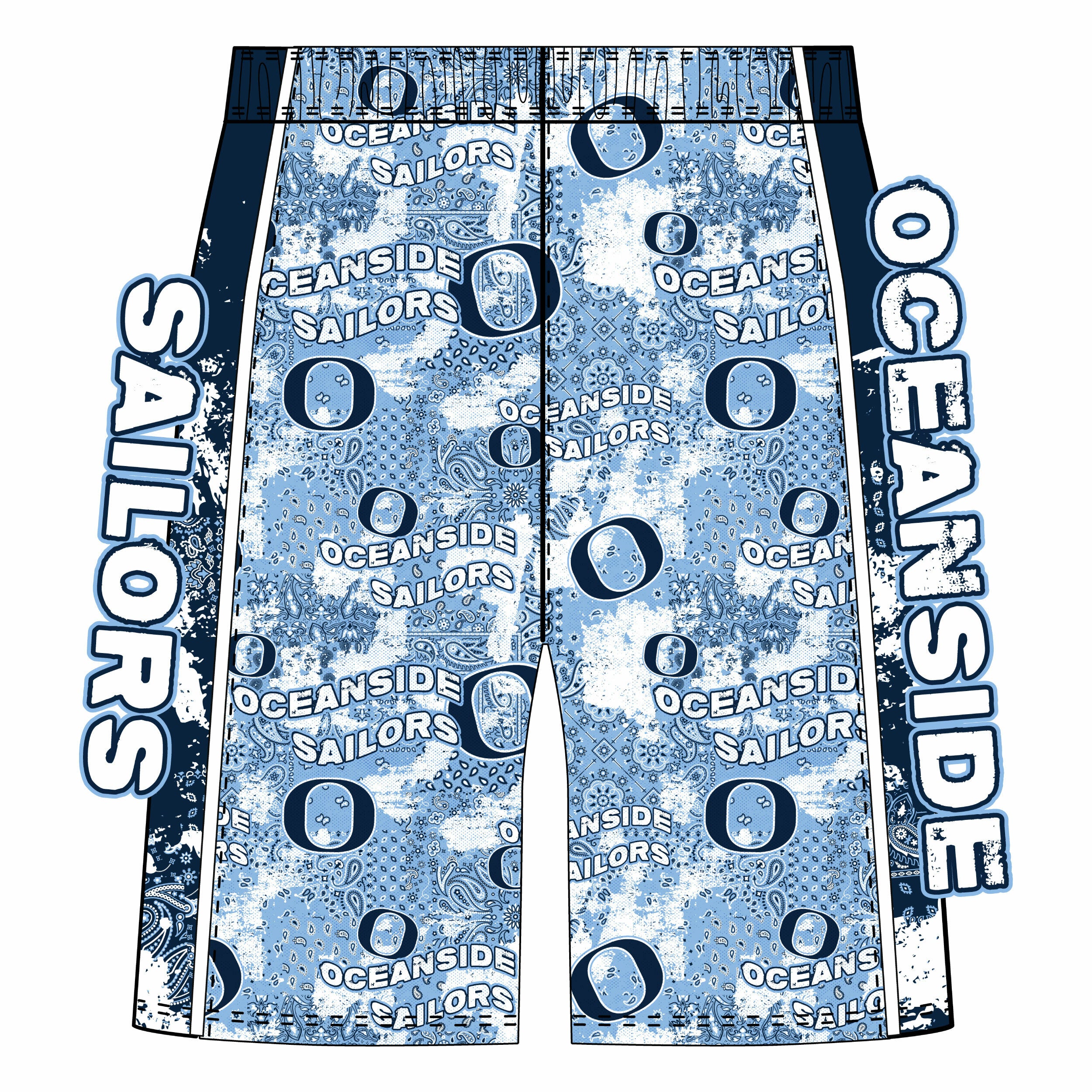 Boys & Men's Oceanside Sailors Paisley Swim Shorts - Quick Dry Beachwear for Summer Vacation & Pool Party