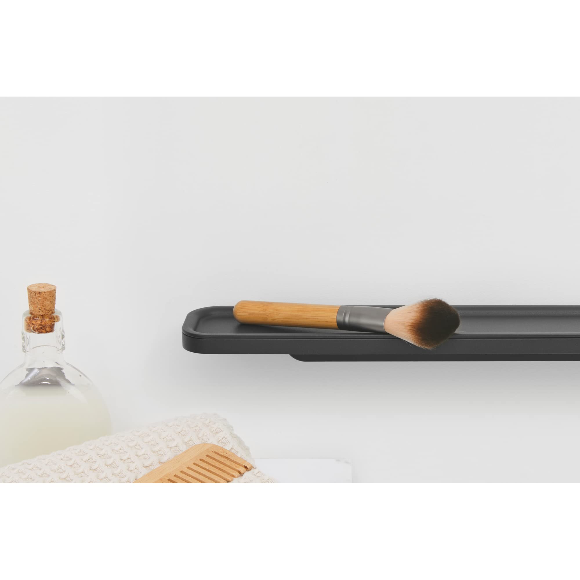 Brabantia MindSet Wall-Mounted Bathroom Shelf & Towel Holder - Rustproof Storage Organizer for Toothbrush, Cosmetics, Soap - Mineral Infinite Gray (1.7