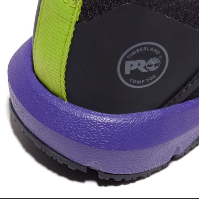 Timberland PRO Radius Women's Athletic Composite Toe Work Shoes - Lightweight Safety Shoes for Women, Non-Slip Work Boots with Steel Toe Protection (Black/Purple) - Perfect for Construction, Warehouse & Industrial Work