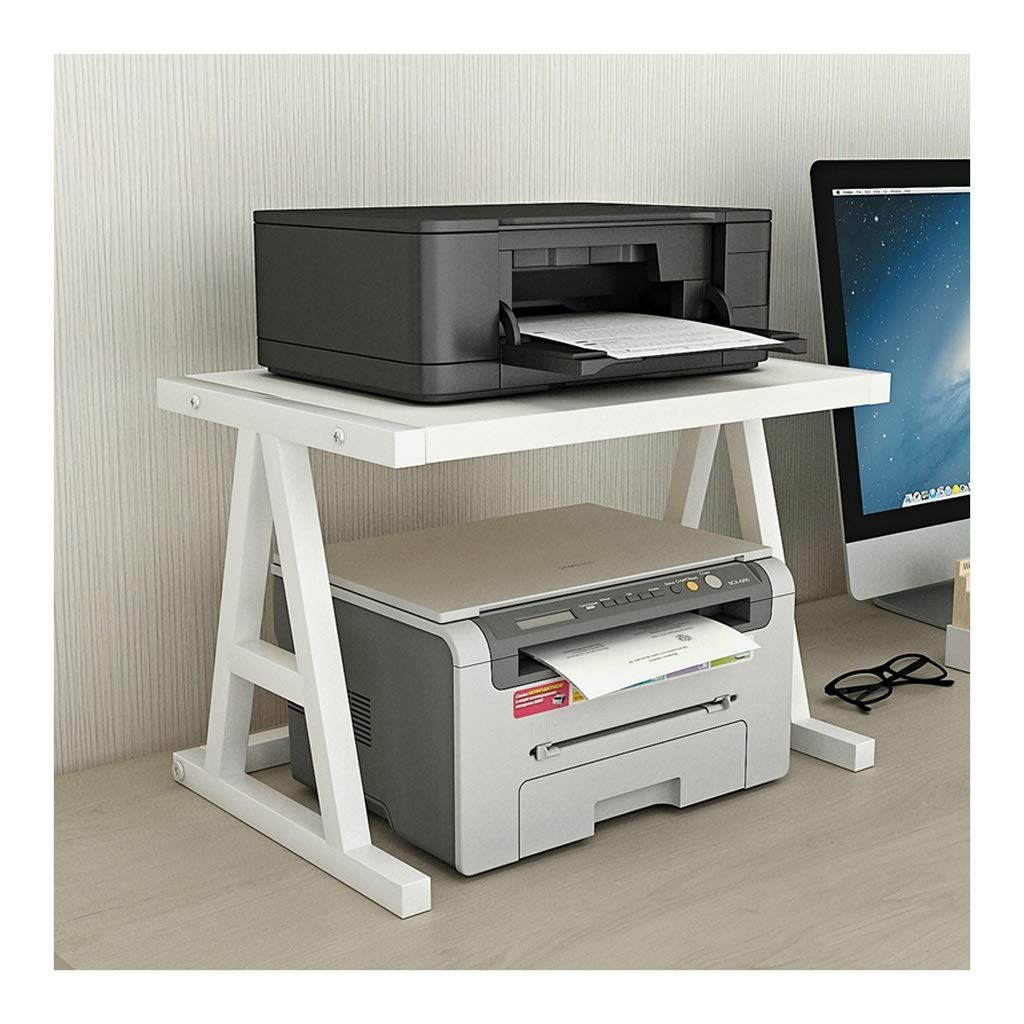 XXCCHH White Steel Printer Stand - 2-Tier Desktop Shelf for 3D Printers, Books & Office Supplies | Space Saving Organizer for Home & Office Workspaces