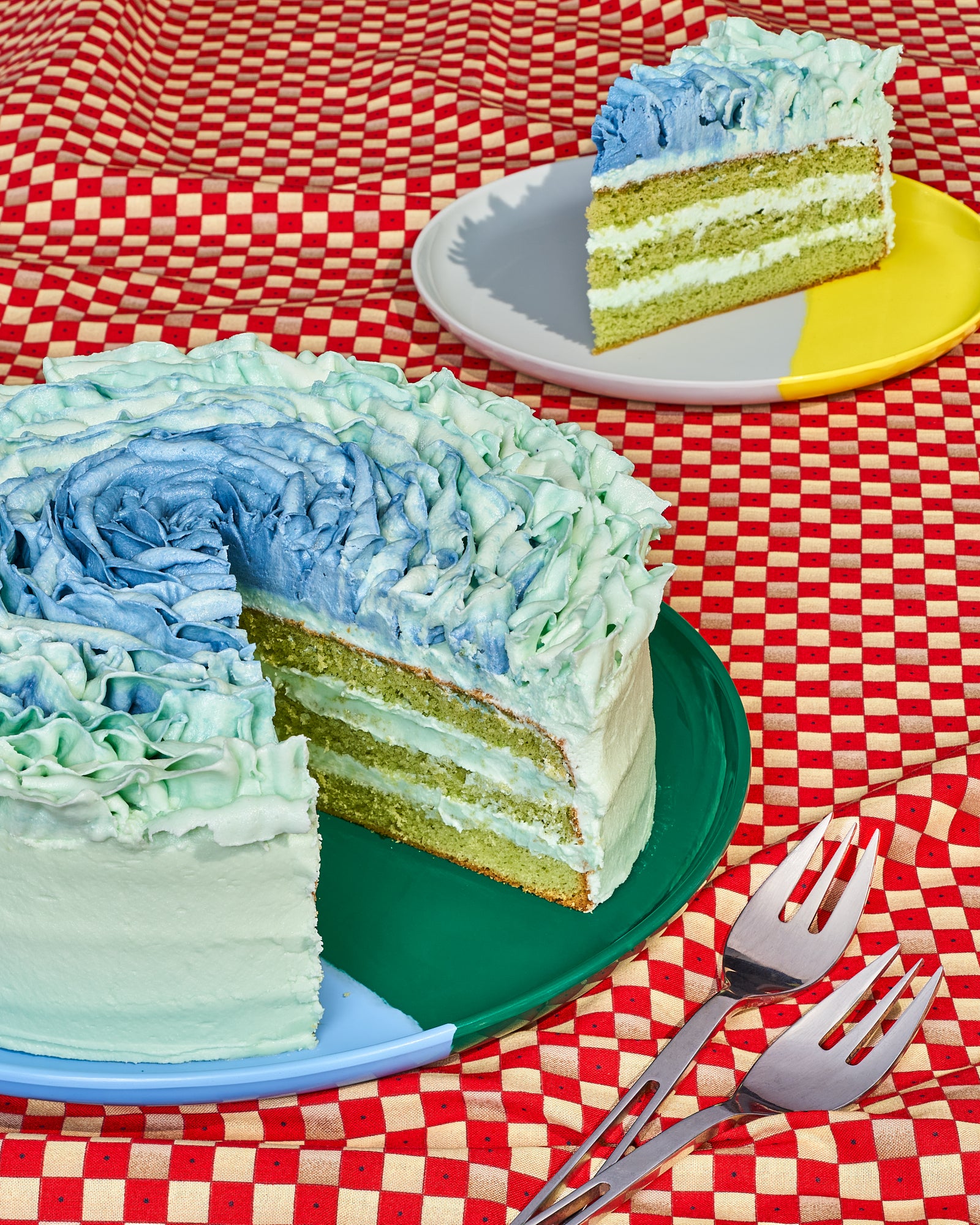 Melamine Salad and Dessert Plates - Set of 4, Sky Blue & Mint Green - Durable, Lightweight & Shatterproof for Outdoor Dining, Picnics, BBQs, and Party Serving