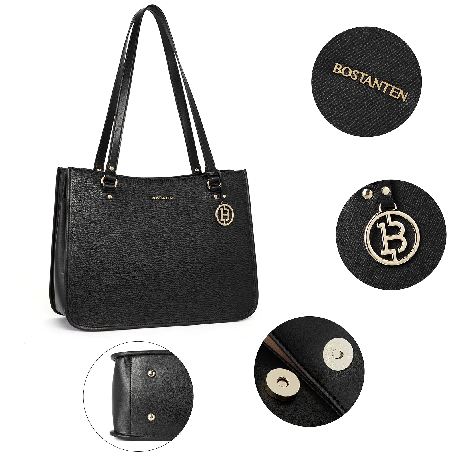 BOSTANTEN Genuine Leather Handbags for Women - Stylish Designer Tote Bag with Top Handle, Satchel Purse & Shoulder Bag - Perfect for Work, Travel & Everyday Use