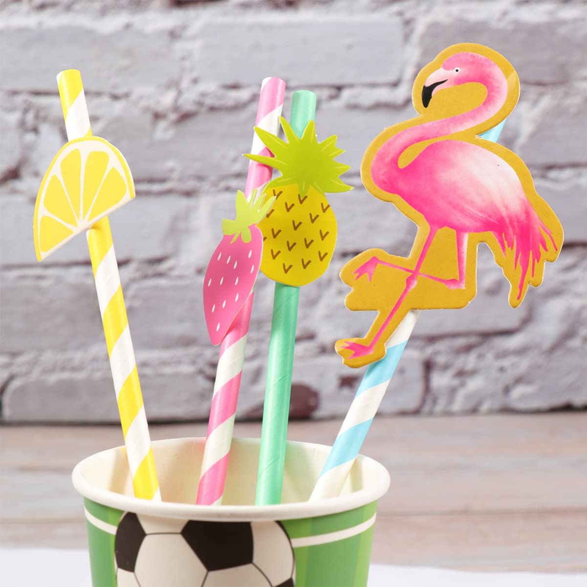 40pcs Colorful Paper Straws - Eco-Friendly Disposable Drinking Straws for Parties, Weddings, Hawaiian Luau & Tropical Themed Events
