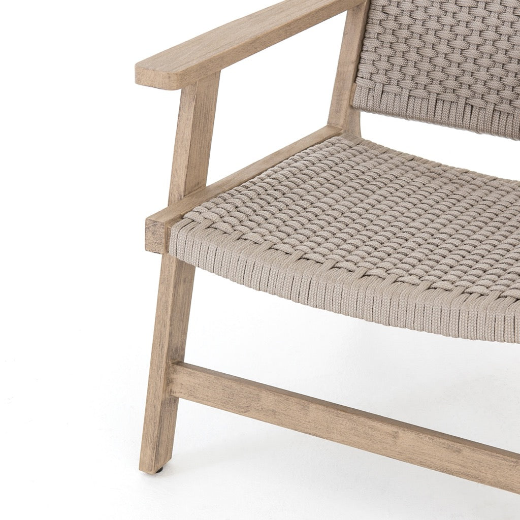 Delano Outdoor Chair - Weather-Resistant Weathered Grey & Brown Patio Furniture for Garden, Poolside & Backyard Relaxation