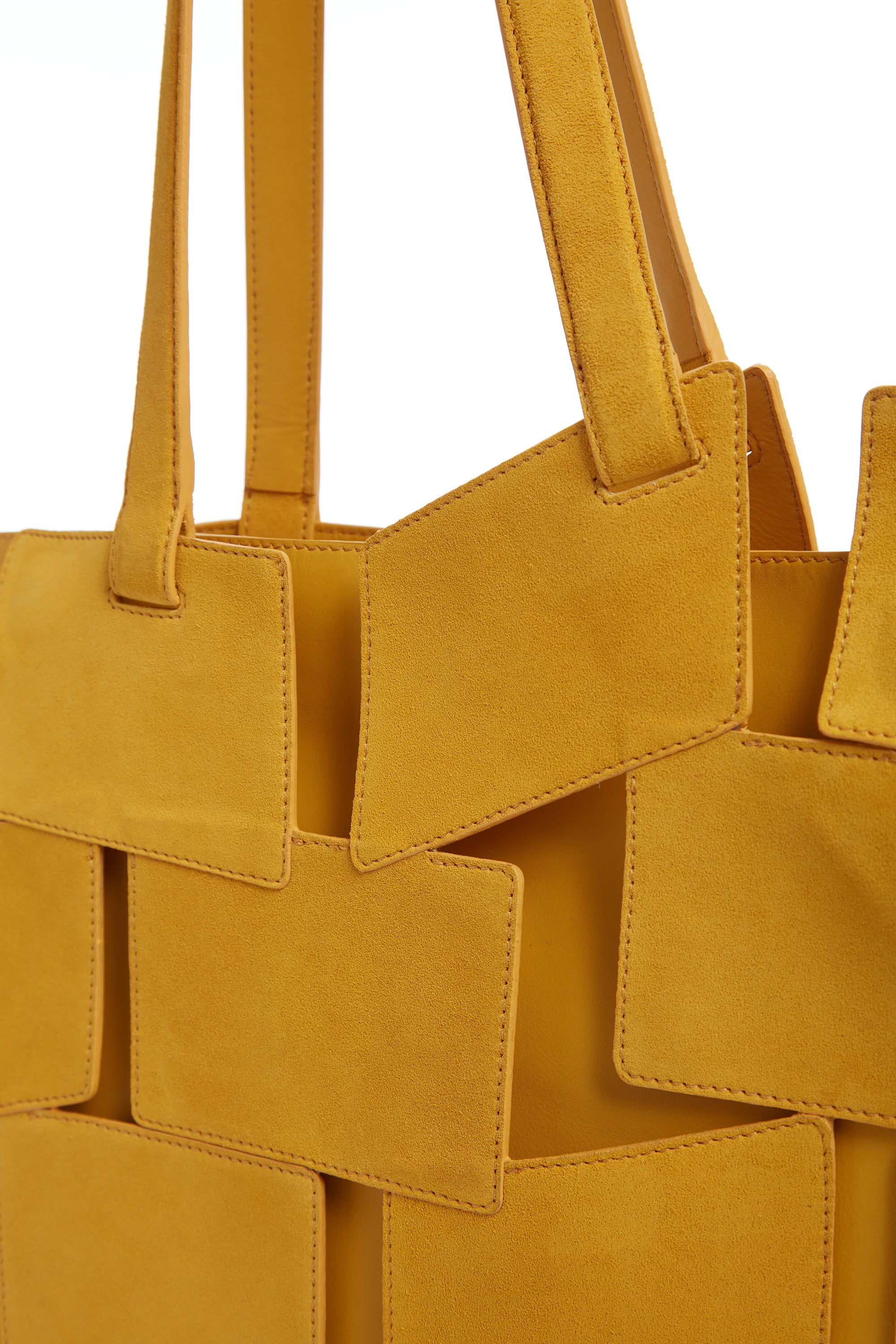 Golden Birch Patchwork Suede Laquered Tote Bag - Stylish & Durable Handbag for Work, Travel & Everyday Use