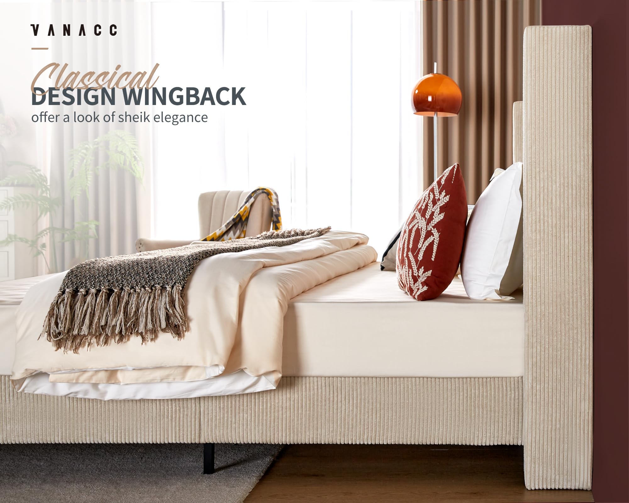 VanAcc King Size Platform Bed Frame - 50.8