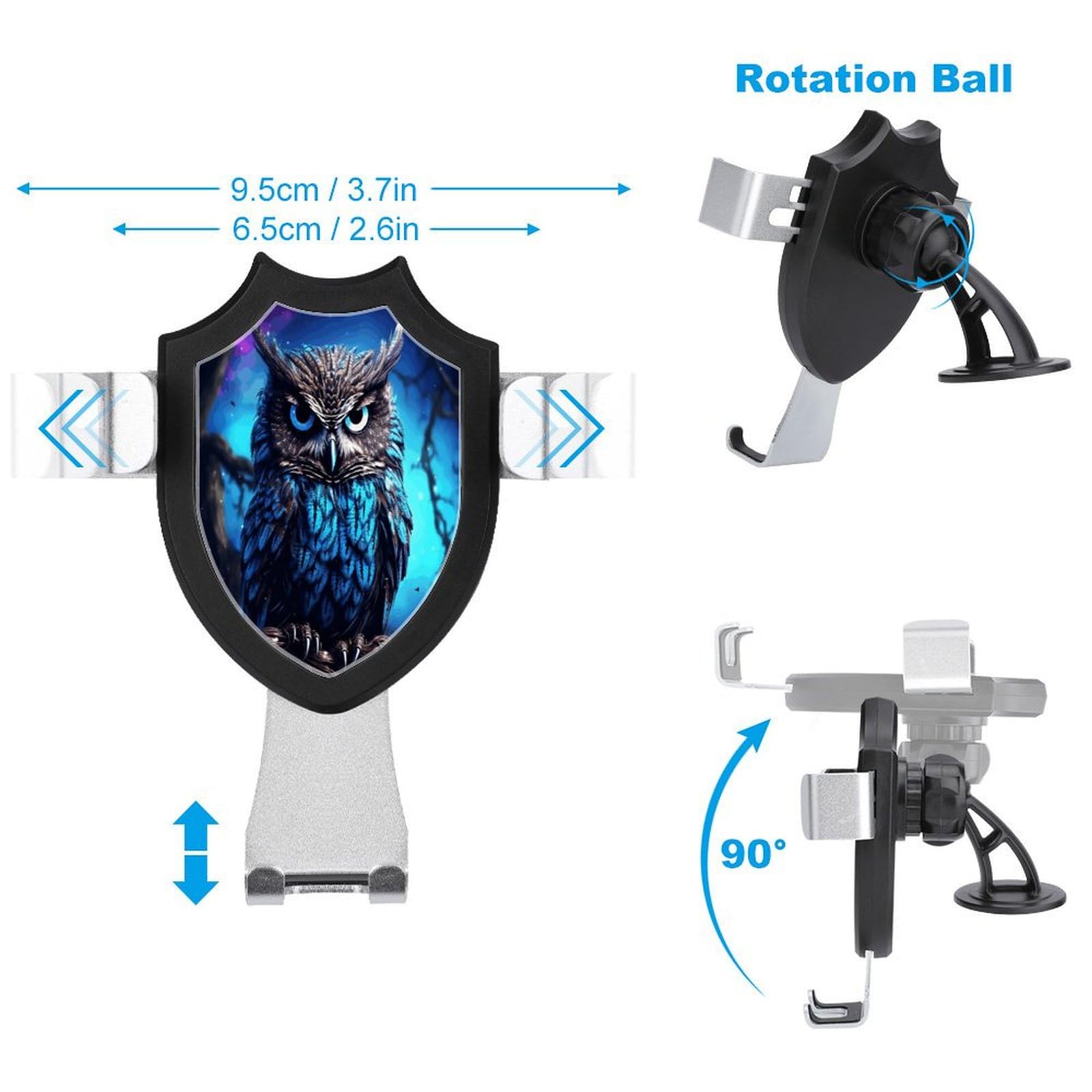 SKTNBM Blue Owl Print Car Phone Holder - Adjustable Universal Smartphone Mount for All Phones | Perfect for Driving, Commuting & Road Trips