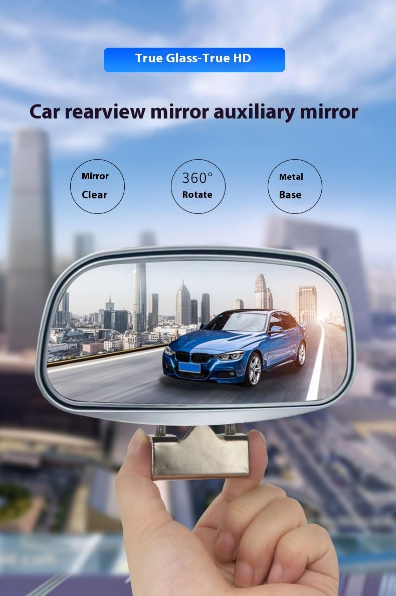 2 Pcs Black Rectangle Blind Spot Mirror for Car - HD Glass Wide Angle Rear View Mirror, Auto Blind Spot Mirror for Car Truck SUV RV, Enhanced Safety for Lane Changing & Parking