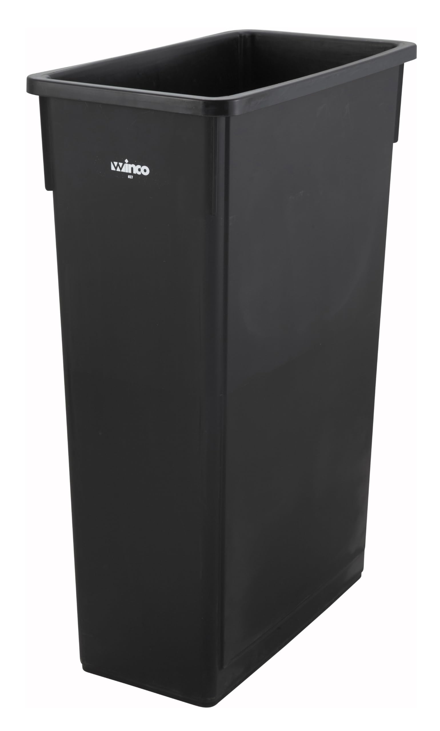 Winco 23-Gallon Slim Trash Can with Lid - Black Kitchen Garbage Bin for Home, Office, or Bathroom Waste Disposal